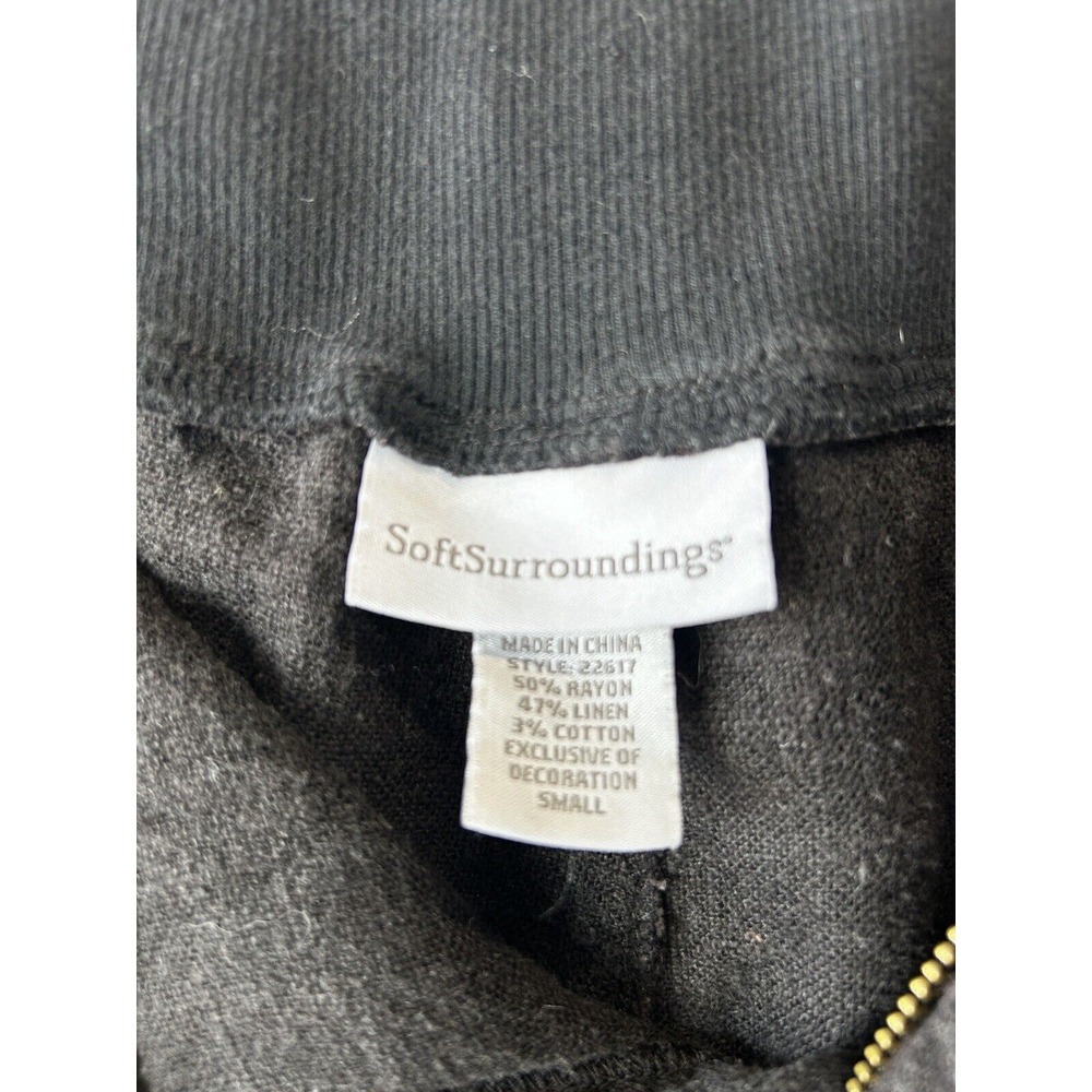 Soft Surroundings Weekend Black Linen Blend Cargo Pants Wide Leg Size Small - Picture 4 of 5